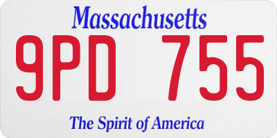 MA license plate 9PD755