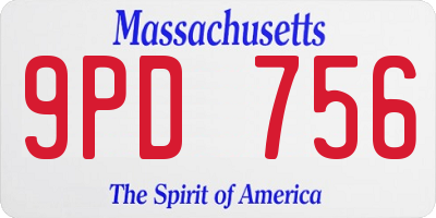 MA license plate 9PD756