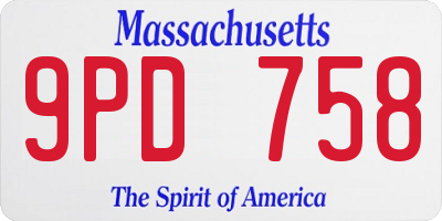 MA license plate 9PD758