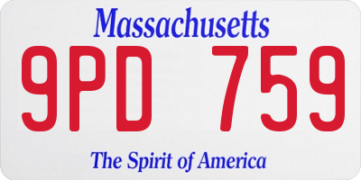 MA license plate 9PD759