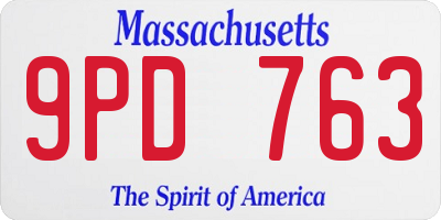MA license plate 9PD763