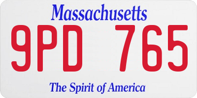 MA license plate 9PD765