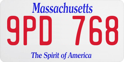 MA license plate 9PD768