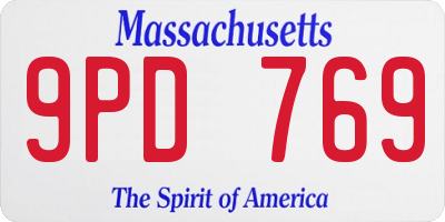 MA license plate 9PD769