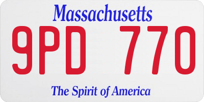 MA license plate 9PD770