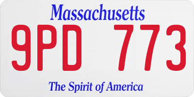 MA license plate 9PD773