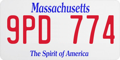 MA license plate 9PD774