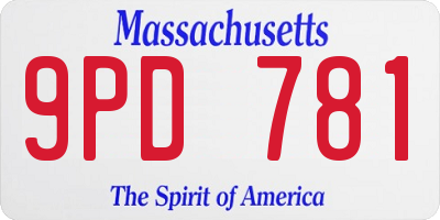 MA license plate 9PD781