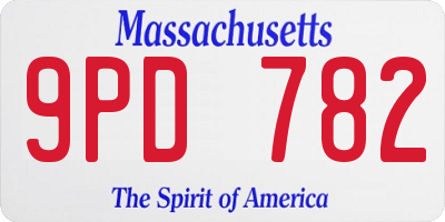 MA license plate 9PD782