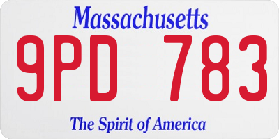 MA license plate 9PD783