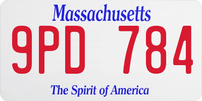 MA license plate 9PD784