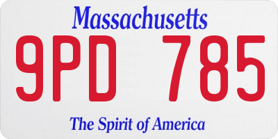 MA license plate 9PD785