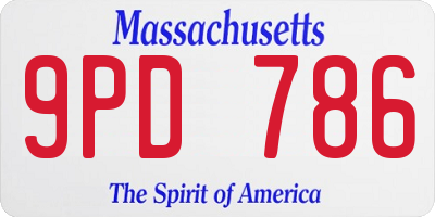 MA license plate 9PD786