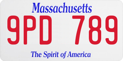 MA license plate 9PD789