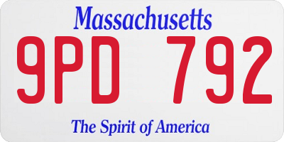 MA license plate 9PD792