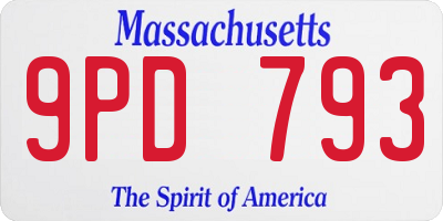 MA license plate 9PD793