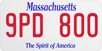 MA license plate 9PD800