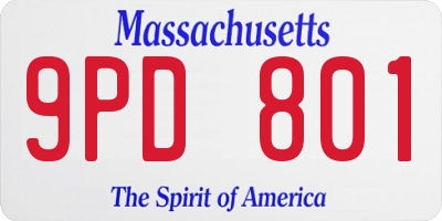 MA license plate 9PD801