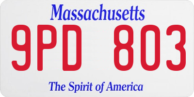 MA license plate 9PD803