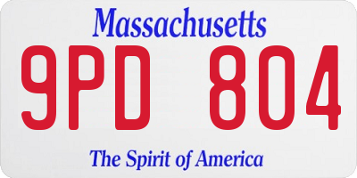 MA license plate 9PD804