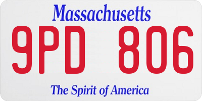 MA license plate 9PD806