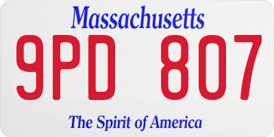 MA license plate 9PD807