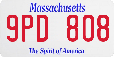 MA license plate 9PD808