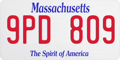 MA license plate 9PD809