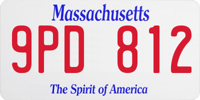 MA license plate 9PD812