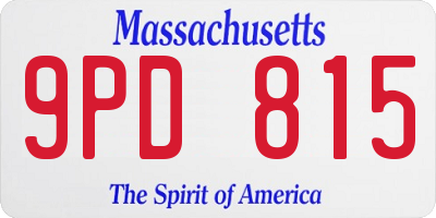 MA license plate 9PD815