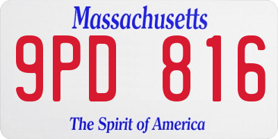 MA license plate 9PD816