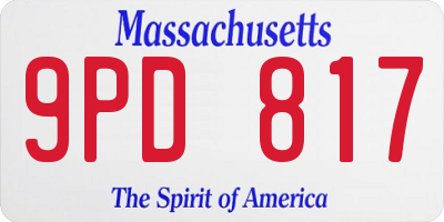 MA license plate 9PD817