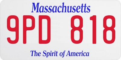 MA license plate 9PD818