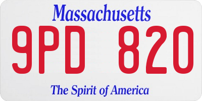 MA license plate 9PD820