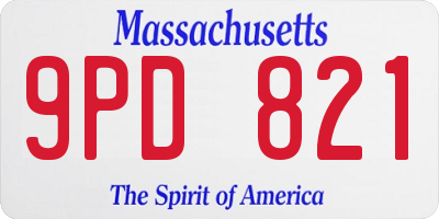 MA license plate 9PD821