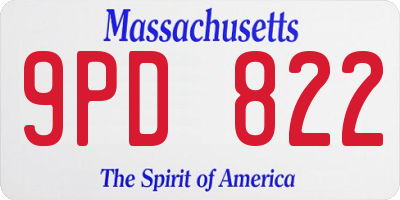 MA license plate 9PD822