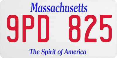 MA license plate 9PD825