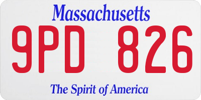 MA license plate 9PD826