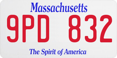 MA license plate 9PD832