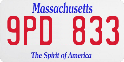 MA license plate 9PD833