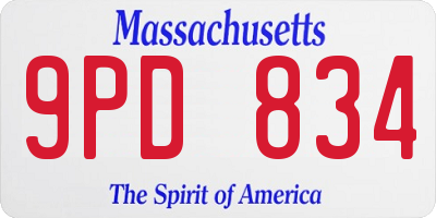 MA license plate 9PD834