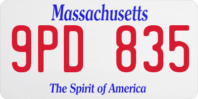 MA license plate 9PD835