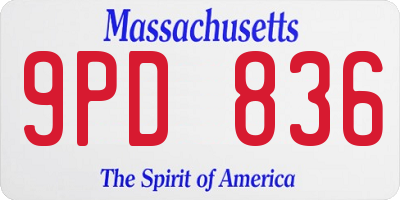 MA license plate 9PD836