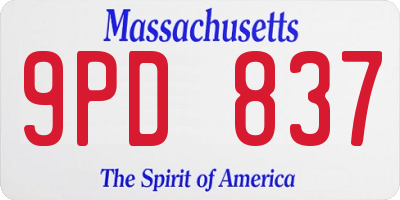 MA license plate 9PD837