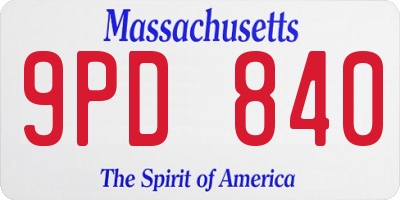 MA license plate 9PD840