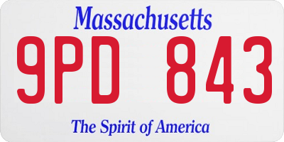 MA license plate 9PD843