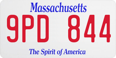 MA license plate 9PD844