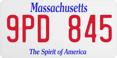 MA license plate 9PD845