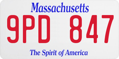 MA license plate 9PD847