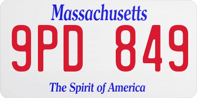 MA license plate 9PD849